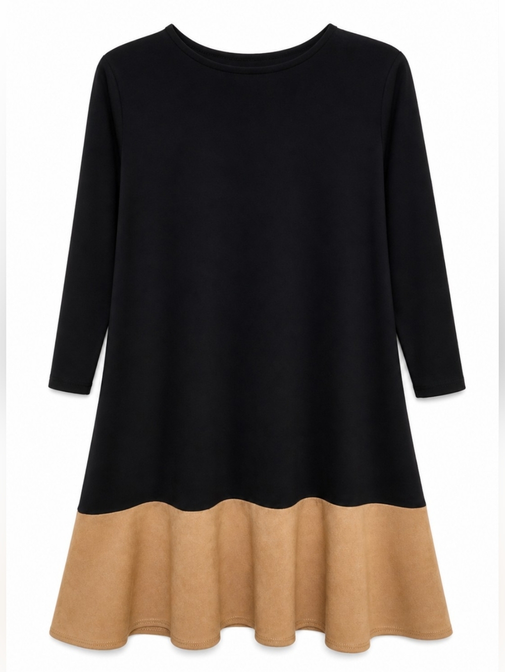 Women's  Black and Tan Asymmetrical Dress